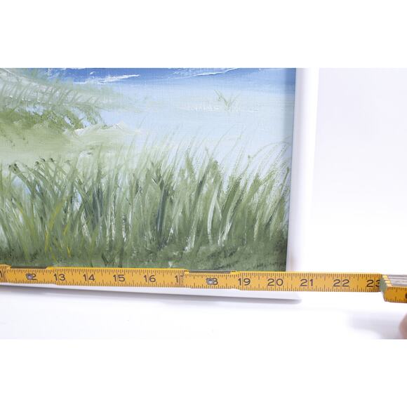 Beach with Lighthouse, Painting, Porter Signature, 21x17", White Frame - Picture 2 of 4